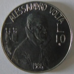 Moeda de Aluminio Estrangeira ,San Marino 10 Lire - 1984 -Alessandro Volta - FC