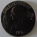 Moeda de niquel Estrangeira ,San Marino 100 Lire - 1984-Gvglielmo Marconi - FC