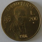 Moeda de Bronze Estrangeira ,San Marino 200  Lire - 1984 -Enrico Fermi - FC