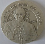 Medalha em prata ,papa Franciso -Rio de Janeiro 2013 -Diametro 50 mm