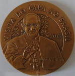 Medalha em Bronze,papa Franciso -Rio de Janeiro 2013 -Diametro 50 mm