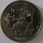 Moeda de Cupro - Niquel , Portugal 200 Escudos 1999 -Brasil 