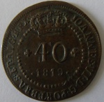 Moeda de Cobre 40 Reis 1819 - cunhada para Moçambique e São Tome e Principe