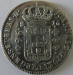 Moeda de prata Brasil 960 Reis 1816 -B