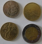 Moeda Bi-Metalica /bronze/niquel -ITALIA  500/200/100  Lire 1980/1981/1995/ 1998 - FAO -4 Moedas-