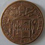 Moeda de Cobre  Estrangeira ,Vatican Baiocco 1845 -
