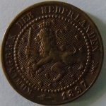 Moeda de Bronze Estrangeira ,Holanda 5 cent 1897 -