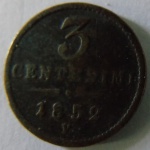 Moeda de Cobre  Estrangeira ,Italia /Impero Avstriaco 3 centesimi  1852 -