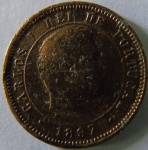 Moeda de Bronze ,Portugal 5 Ries 1897 -