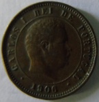 Moeda de Bronze ,Portugal 5 Ries 1906
