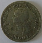 Moeda de Alpaca Estrangeira ,Angola IIII Macutas 1927 