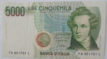 Cedula estrangeira -italia 5000 Lira - 1985 -