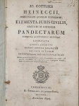 Heineccii - Elementa Juris Civilis - 1826 - bom exemplar, sinal de acidificação, marcas do tempo.