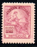 RARIDADE - Regular - Vovó - 10.000 Réis - nº293, BRASIL com S, filigrana L. Existem apenas 38 selos