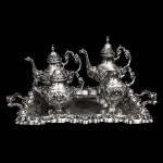 Aparelho para chá e café de prata portuguesa do Porto, contraste Águia, II Título, teor de toque 0