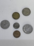 06 moedas antigas 1 Cruzeiro 1944, 2.000 Reis 1929, 1 Cruzeiro 1970, 300 Reis 1942, 50 centavos 1970, 200 Reis 1938
