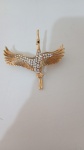 Broche   Antigo de luxo dourado  amarelo  pássaro  com 7 cm