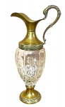 Jarra ânfora em cristal prensado e bronze trabalhado em alto relevo-30x15cm.