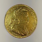 Moeda de ouro. 6.400 Reis, datada de 1808.