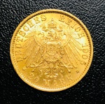 Moeda Reino da Prússia - 20 Mark 1905 A - Ouro (.900) - 7,965 g - 22,5 mm - KM-521 - Rei Guilherme I