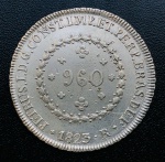 Moeda do Brasil Muito Rara - Patacao 960 Reis 1823 R - P-504a ( IGNO 28 Tulipas ) - Prata (.896) - 2