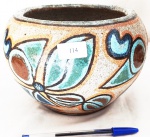 Francisco Brennand, cachepot produzido em Faiança, com decoração típica, diâmetro 22cm.