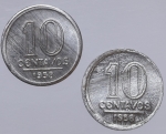 2 moedas do Brasil - 10 centavos - 1958