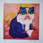 Aldemir Martins, Gato Azul, Edição Póstuma, tiragem19/120, 50x50cm, sem moldura