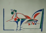 Aldemir Martins, Galo, gravura assinada pelo artista, PA, 1974, 38x60cm, sem moldura