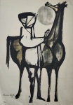 Aldemir Martins, Cavalo, gravura assinada pelo artista, tiragem 14/100, 50x35cm, 1975, sem moldura, necessita de limpeza