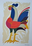 Aldemir Martins, Galo Colorido, gravura, tiragem PE, 70x50cm, Edição Póstuma, sem moldura