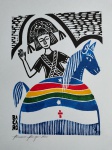 Bacaro Borges, Boi Bumbá, xilogravura, 33x24cm, sem moldura