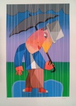 Inos Corradin, Dia de Chuva, gravura PA, ASSINATURA SERIGRAFADA, 68x49cm, sem moldura