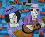 Asfaduroff Nibbes, Les Musiciens, óleo sobre tela, 40x50cm, 2023, sem moldura