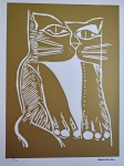 Aldemir Martins, Gato Verde, gravura, PA, Edição Póstuma, 70x50cm, sem moldura