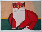 Aldemir Martins, Gato Vermelho, gravura, tiragem 17/120, Edição Póstuma, 50x70cm, sem moldura