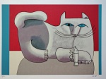 Inos Corradin, Gato, gravura, tiragem 99/100, 50x70cm, Assinatura Serigrafada, sem moldura