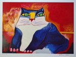 Aldemir Martins, Gato Azul, gravura, tiragem 26/120, 50x66cm, Edição Póstuma, sem moldura