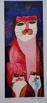 Aldemir Martins, Família de gatos, gravura, tiragem 22/120, Edição Póstuma, 79x33,5cm, sem moldura