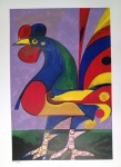 Aldemir Martins, Galo Colorido, gravura 96/120, EDIÇÃO PÓSTUMA, 70x50cm, sem moldura