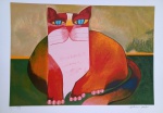 Aldemir Martins, Gato Vermelho, gravura 20/120, 50x70cm, EDIÇÃO PÓSTUMA, sem moldura