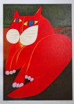 Aldemir Martins, Gato Vermelho, gravura PE, 100x70cm, EDIÇÃO PÓSTUMA, sem moldura