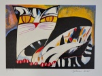 Aldemir Martins, Gato Malhado, gravura 95/120, 35x50cm, sem moldura, EDIÇÃO PÓSTUMA