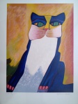 Aldemir Martins, Gato Azul, gravura 8/120, 66x50cm, Edição Póstuma, sem moldura