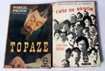 Lote contendo 2 livros de romance, escritos em francês, década de 50, marcas do tempo.
