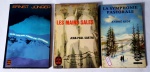 Lote contendo 3 livros de romance, escritos em francês, década de 50, marcas do tempo.