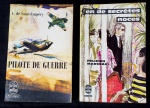 Lote contendo 2 livros de romance, escritos em francês, década de 50, marcas do tempo.