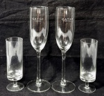Lote contendo 4 taças produzidas em cristal Demi, altura da maior 23cm, meados do século XX.