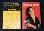 Lote contendo 2 livros de romance, escritos em francês, década de 50, marcas do tempo.