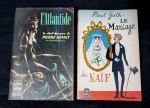 Lote contendo 2 livros de romance, escritos em francês, década de 50, marcas do tempo.